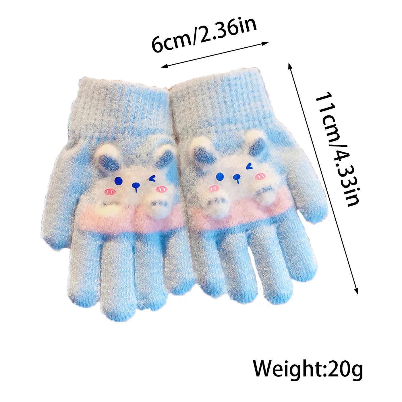 New Winter 3D Cartoon Rabbit Gloves For Girls Boys Soft Knitted Elastic Cuff Warm Windproof Toddler Gloves Children Accessories
