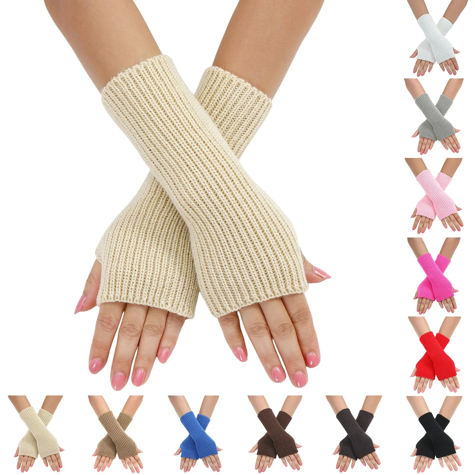 Ladies Warm Knit Fingerless Gloves Convertible Mittens Fashion Flowers Trendy 2025 Female Clothes Accessories Decor украшения