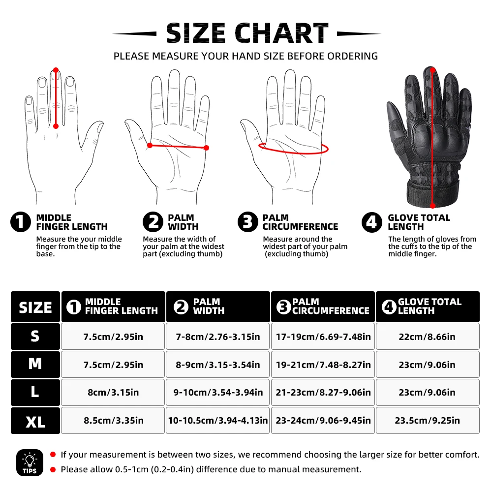Premium Touch Screen Full Finger Gloves Outdoor Sports Tactical Motorcycle Cycling Hiking Hunting Work Anti-skid Protective Gear