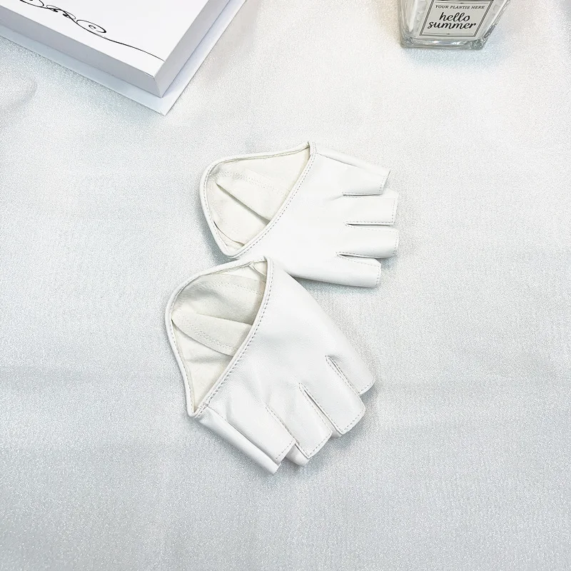 Women Half Finger PU Leather Short Gloves Sexy Modeling Dance Punk Gothic Party Cosplay Stage Performance Fingerless Mittens