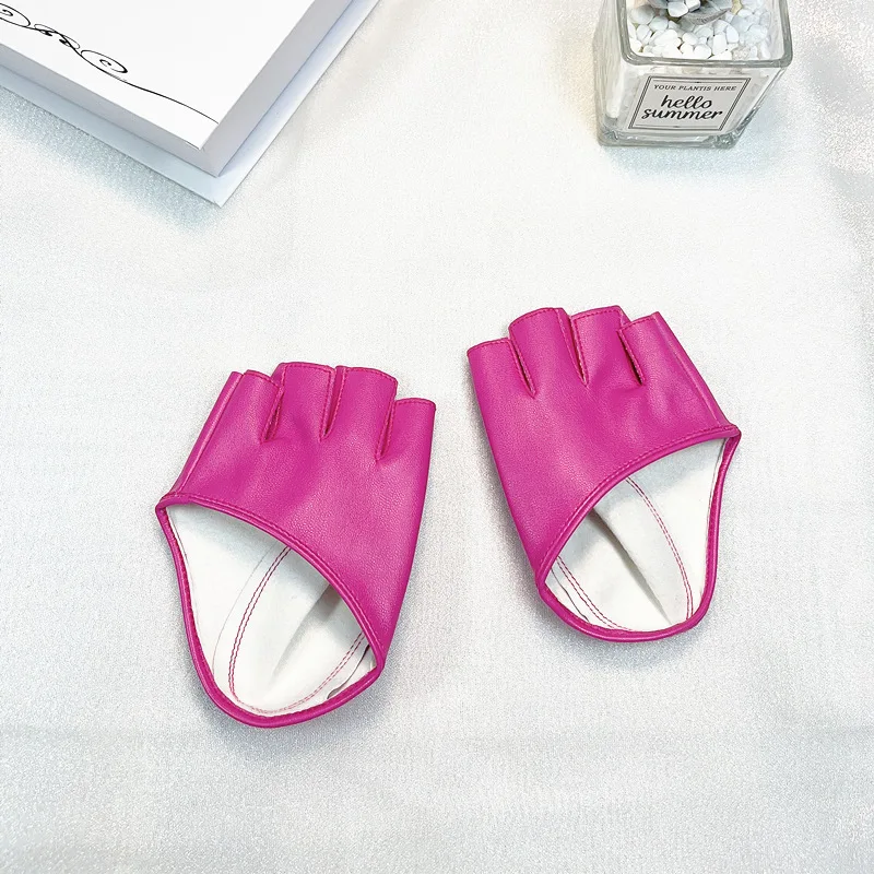 Women Half Finger PU Leather Short Gloves Sexy Modeling Dance Punk Gothic Party Cosplay Stage Performance Fingerless Mittens