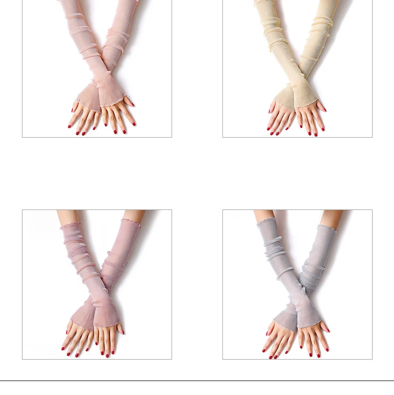 Summer Women Sexy Hollow Transparent Sun Protection Drive Breathable Cycling Fingerless Gloves Quick Dry Prom Cosplay Etiquette