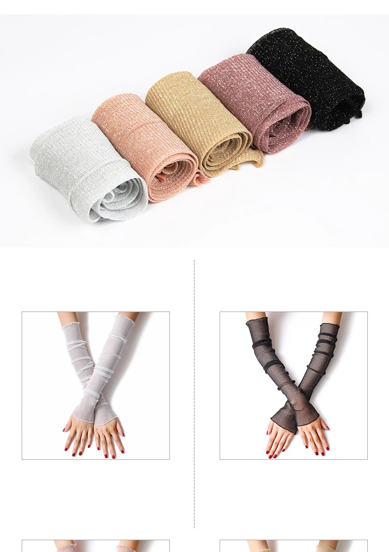 Summer Women Sexy Hollow Transparent Sun Protection Drive Breathable Cycling Fingerless Gloves Quick Dry Prom Cosplay Etiquette