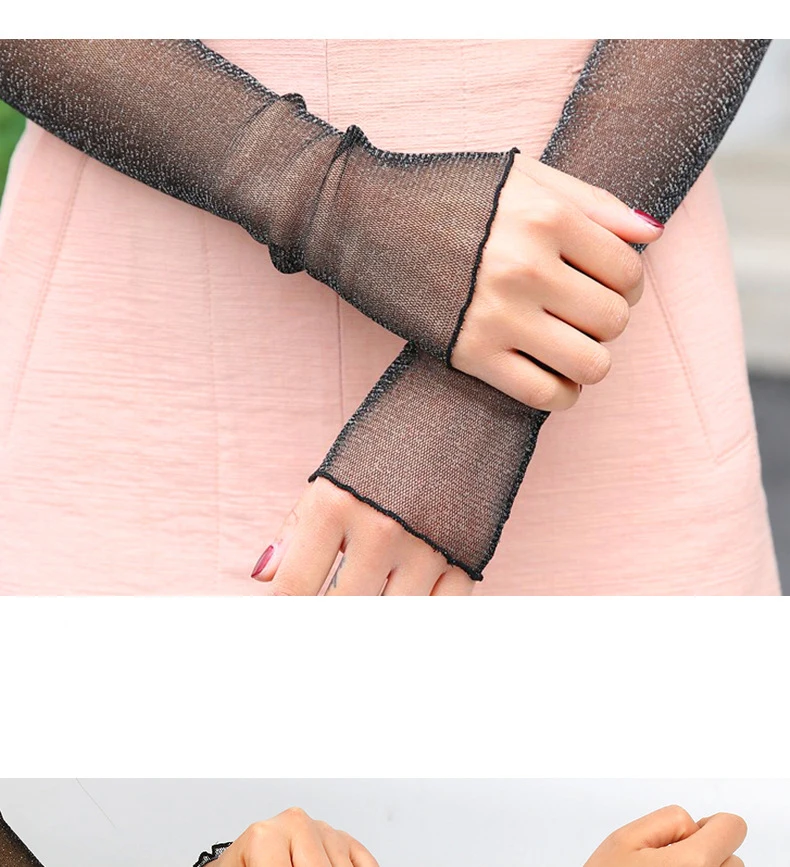Summer Women Sexy Hollow Transparent Sun Protection Drive Breathable Cycling Fingerless Gloves Quick Dry Prom Cosplay Etiquette