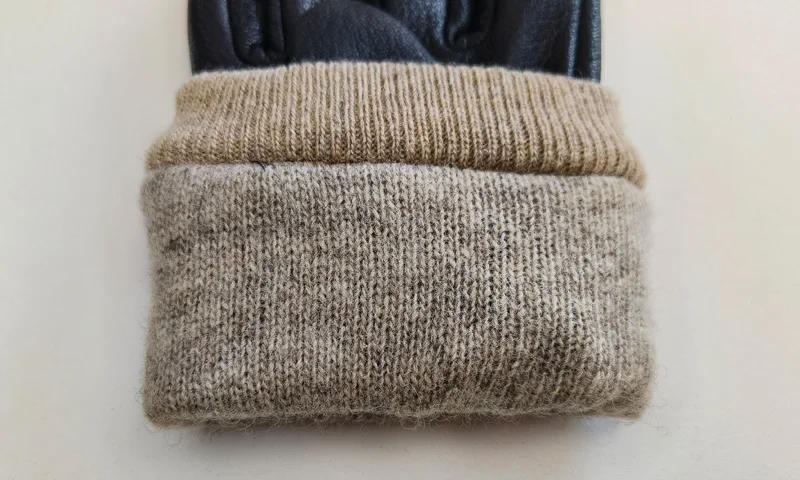 New Men's Deer Skin Gloves Warm Wool Knitted Lining Solid Color Driving Leather Gloves