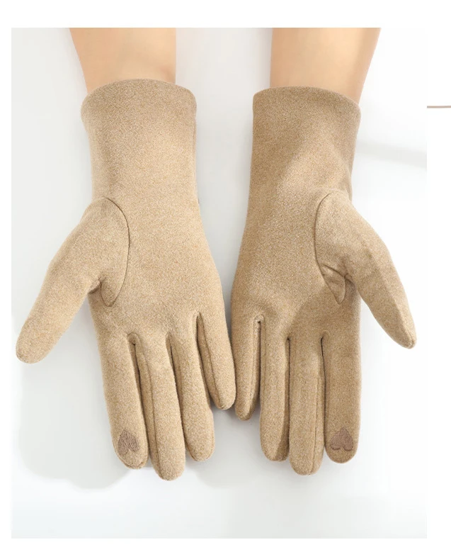 Cartoon Cat Embroidery Warm Gloves Women Winter Thick Cycling Driving Youth Students Fashion Cute Touch Screen Mittens Girl Gift