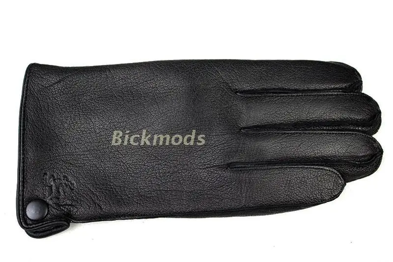 Winter Thick Warm Deerskin Gloves Men's Leather Fashion Simple Outer Seam Style Flannel Lining Thin Wool Points Free Shipping
