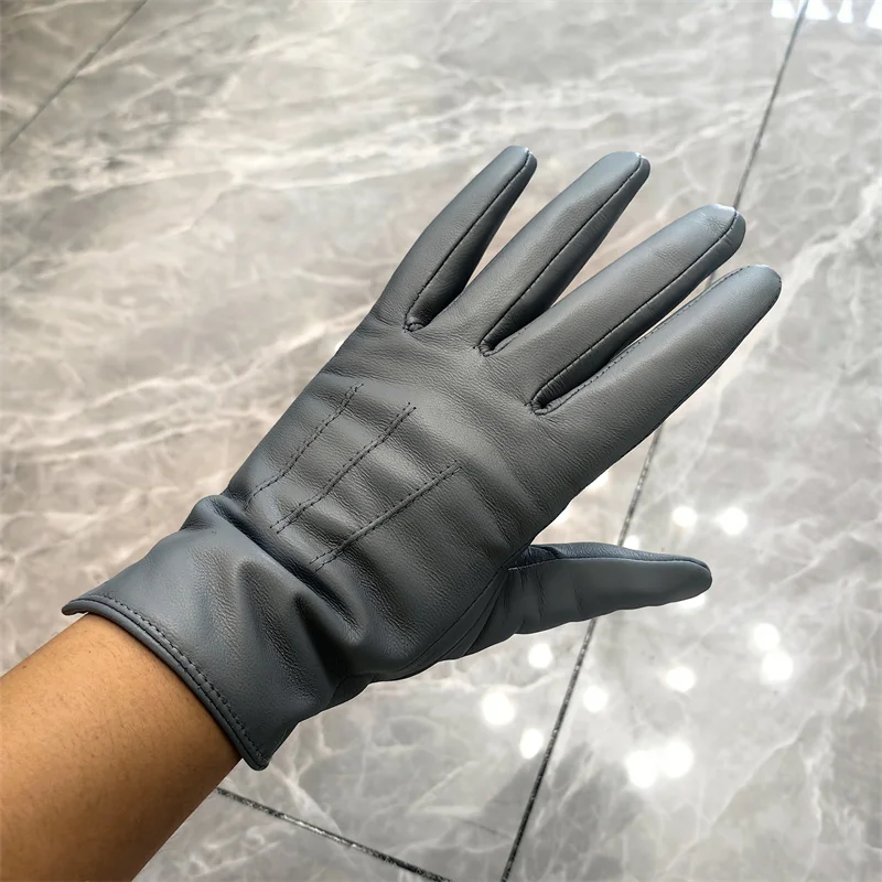Women's Ladies 100% Real Leather Sheep skin Elegant Winter Warm Thick Lining White Pink Colorful Cute Outdoor Short Gloves