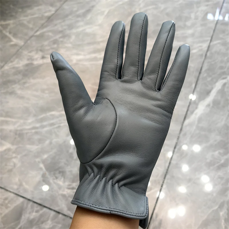 Women's Ladies 100% Real Leather Sheep skin Elegant Winter Warm Thick Lining White Pink Colorful Cute Outdoor Short Gloves