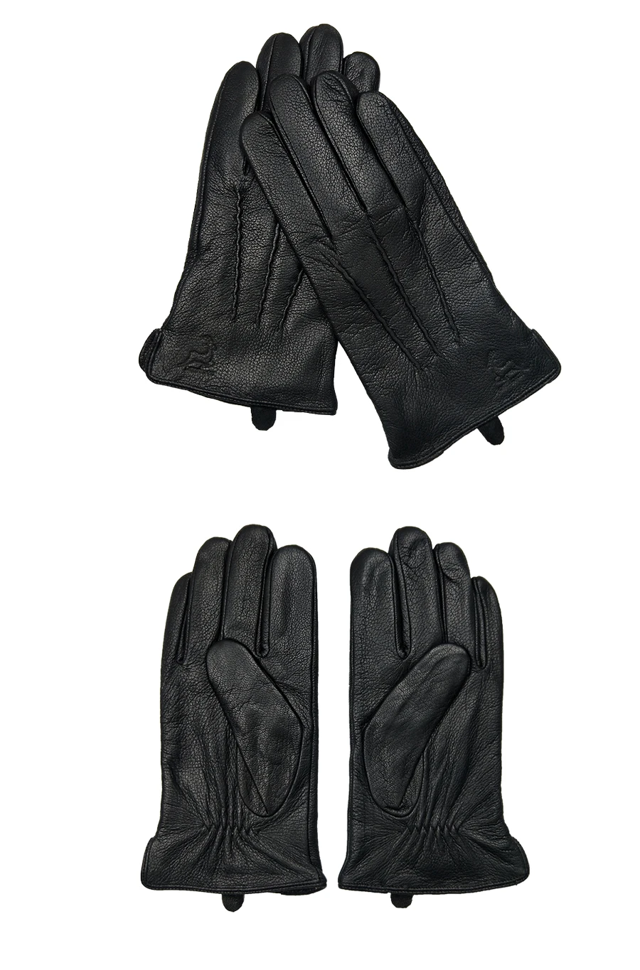 Winter Men Deer Skin Leather Gloves Male Warm Soft Black Sewing Design Men Mittens Imitate Rabbit Hair 70% Wool Lining-07