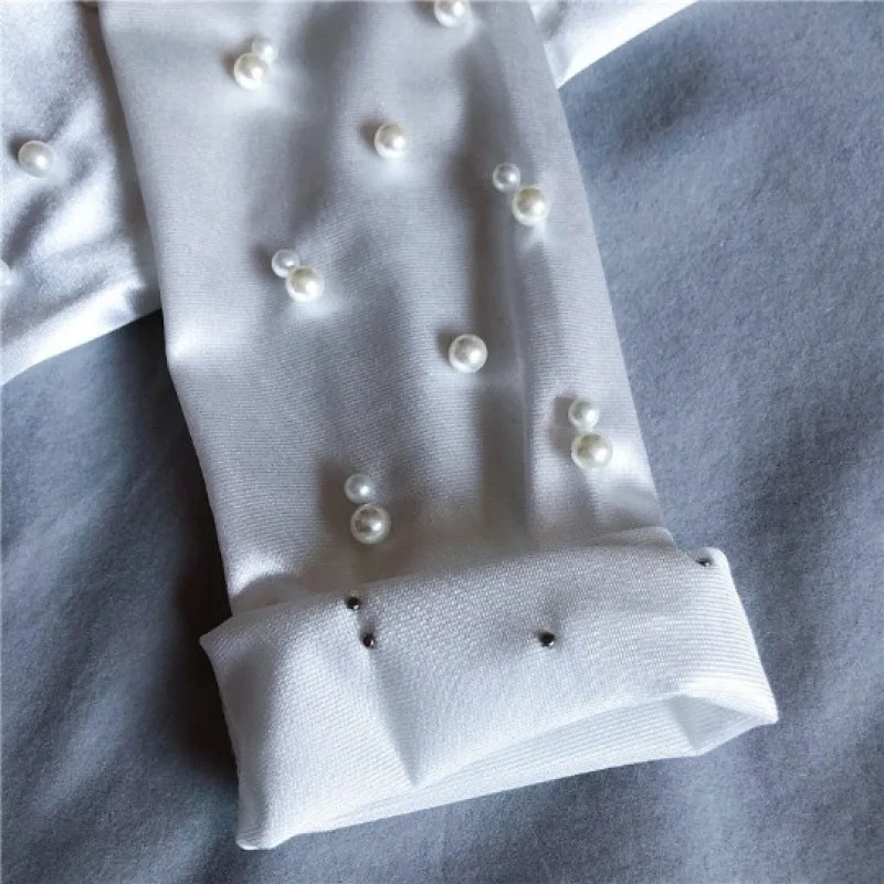 Women Pearl Satin Elegant Fashion Personality Dress Etiquette Photography Accessories Long Gloves Thin Breathable Elasticity