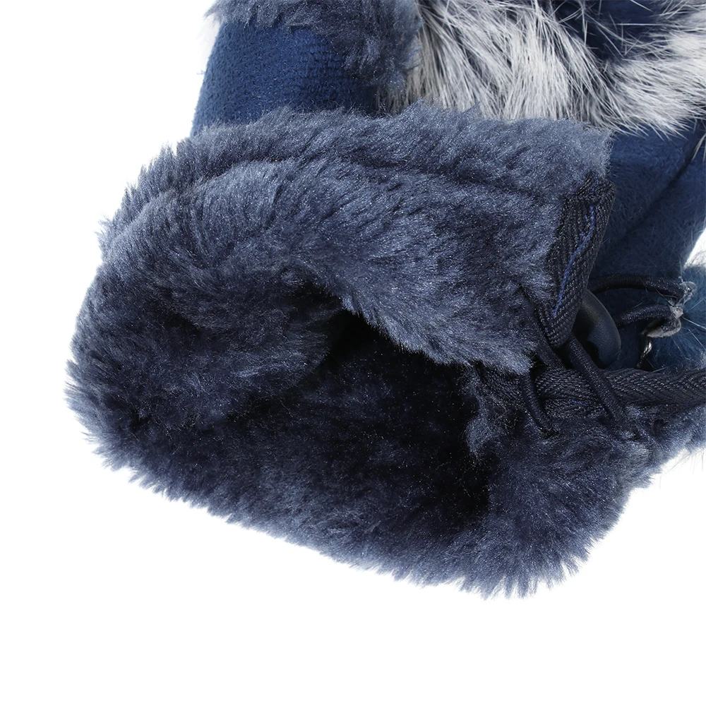 1Pair Fashion Winter Warm Gloves Women Girls Faux Rabbit Fur Warmer Fingerless Mittens Soft Suede Leather Stretch Gloves