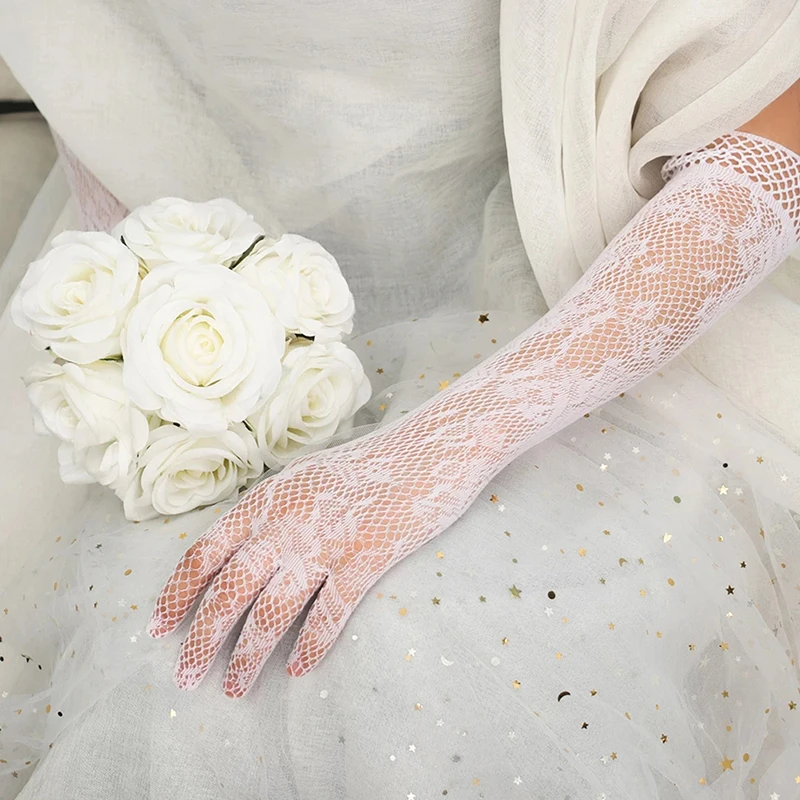 New Fashion Etiquette Gloves Long Fishnet Gloves Nets Smooth Fashion More Style Lace Beautiful Elegant Women Sexy Gloves