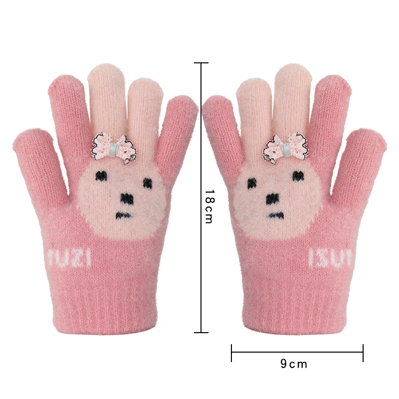 Children's Five-Finger Warm Gloves for Girls Ages 5-12 Kids Thermal Mittens with Thumb Separation