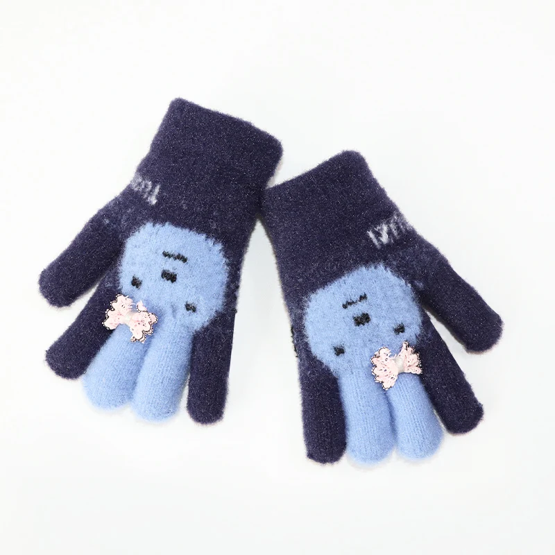 Children's Five-Finger Warm Gloves for Girls Ages 5-12 Kids Thermal Mittens with Thumb Separation