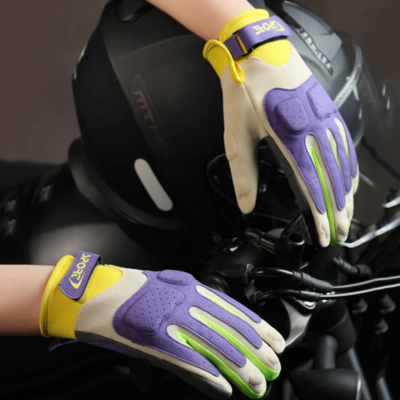 Summer Breathable Motorcycle Gloves Touch Screen Men Women MTB Bike Gloves Macaron Color Motorbike Riding Bicycle Gloves