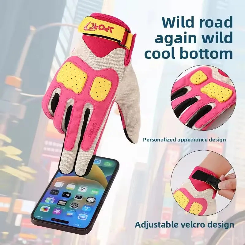 Summer Breathable Motorcycle Gloves Touch Screen Men Women MTB Bike Gloves Macaron Color Motorbike Riding Bicycle Gloves