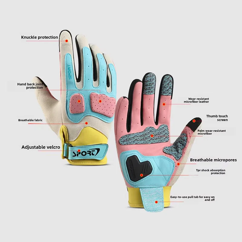 Summer Breathable Motorcycle Gloves Touch Screen Men Women MTB Bike Gloves Macaron Color Motorbike Riding Bicycle Gloves