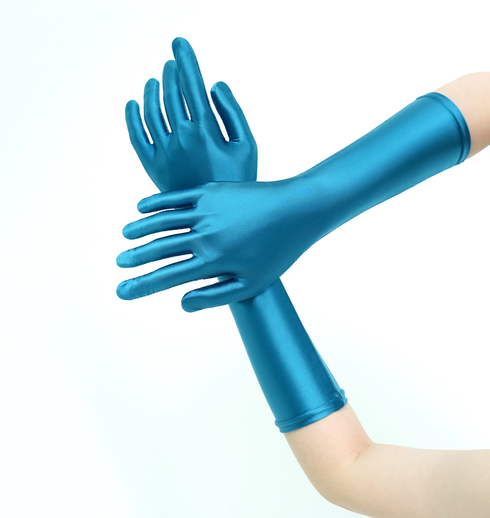 XClocKNYoung Satin Glossy Gloves Connected Finger Gloves Sexy High Elasticity Gloves Satin Shiny Role-Playing Dress Gloves