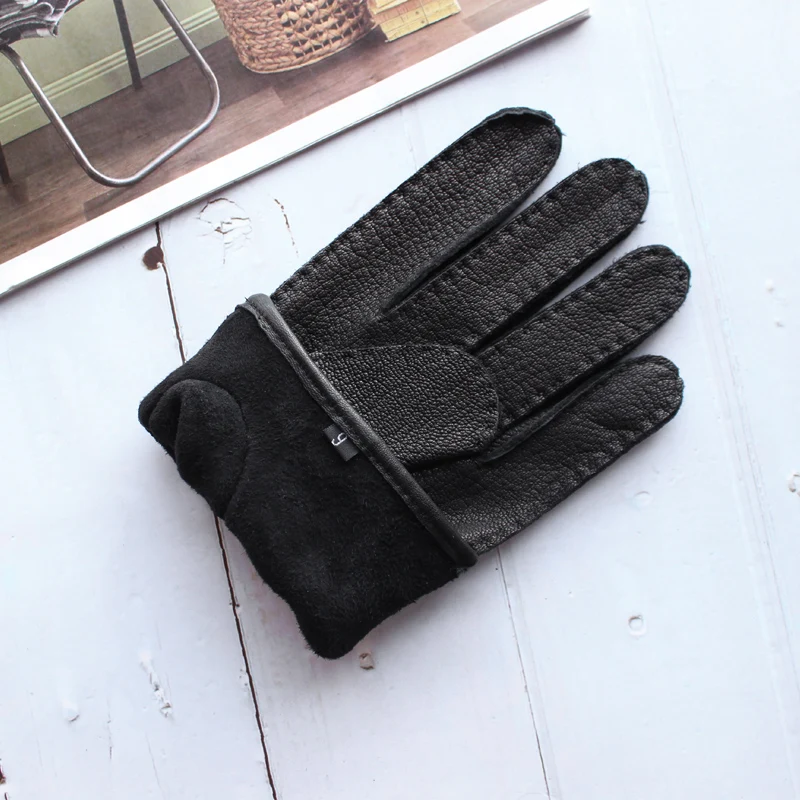 New Deerskin Gloves Men's Single-Skin Thin Hollow Breathable Leather Gloves for Drivers Driving Motorcycles and Riding