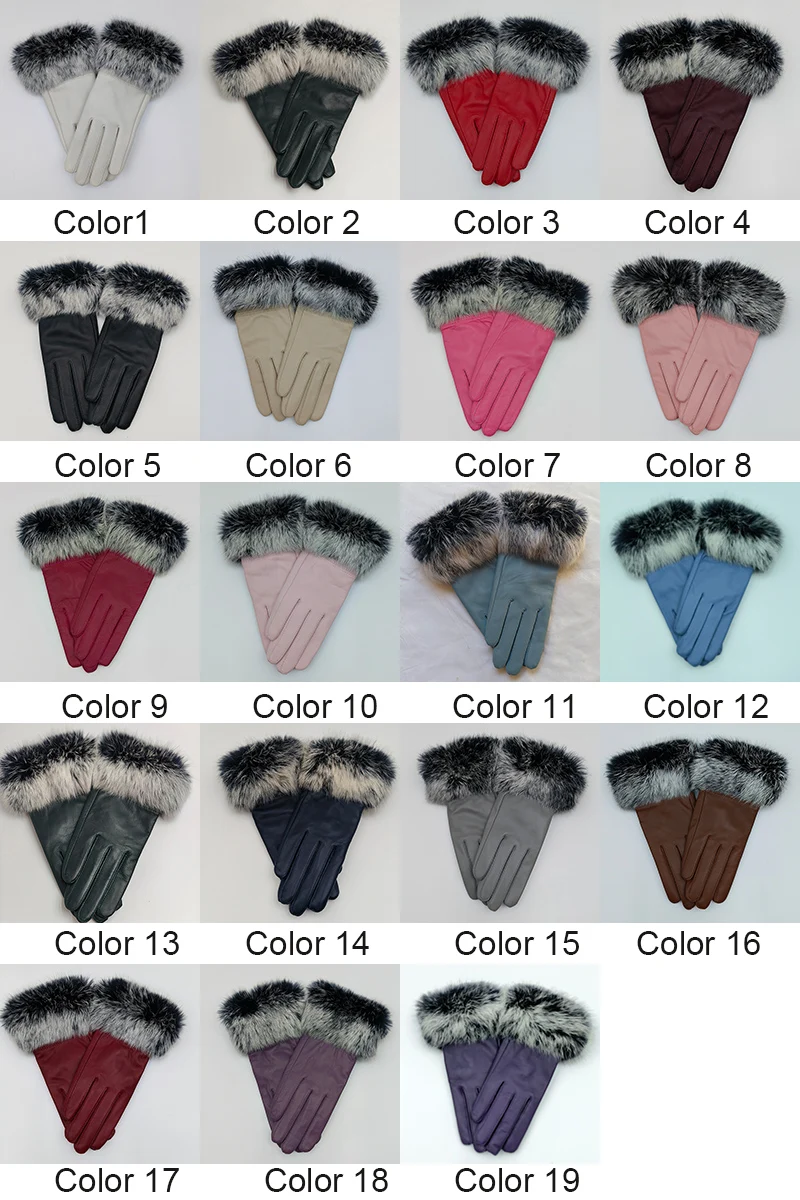 2025 Women Winter Warm Genuine Sheep Leather Glove With Real Fur Trimming Female Warm Real Leather Fur High Quality Mittens