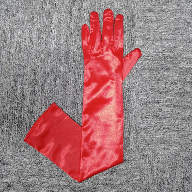 Women 55CM Long Ceremonial Gloves Stretch Satin Retro Party Prom Cosplay Ladies Bridal Wedding Dress Fashion Accessories