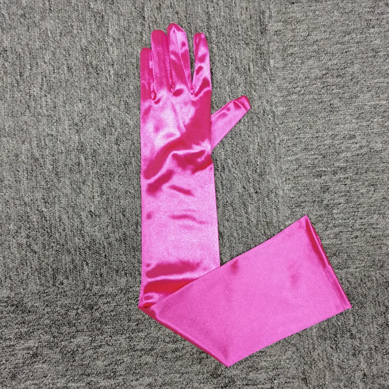 Women 55CM Long Ceremonial Gloves Stretch Satin Retro Party Prom Cosplay Ladies Bridal Wedding Dress Fashion Accessories