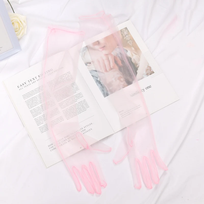 New Women Sexy Lace Gloves White Black Mesh Ultra Thin Elastic Lady Summer Sunscreen Mittens for Lady Driving Elbow Long Gloves