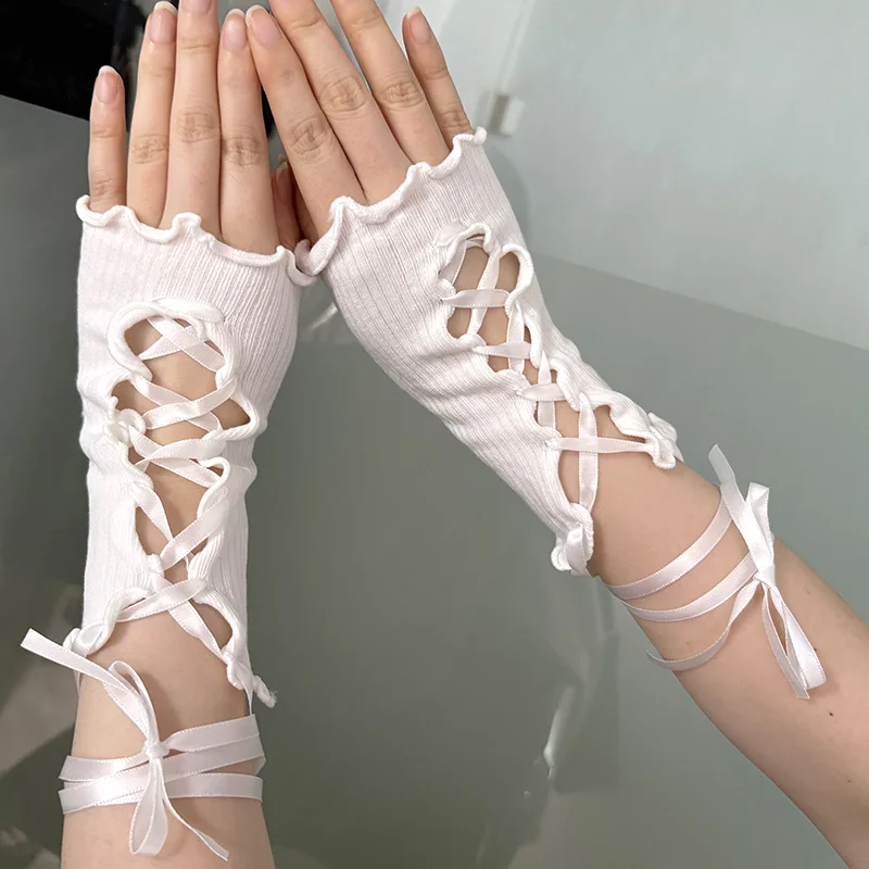 Y2K Spice Girls Vintage Lace Hand Sleeve DIY Girls' Thin Sexy Sweet Gloves Female Summer Punk Gothic Style Fingerless Gloves