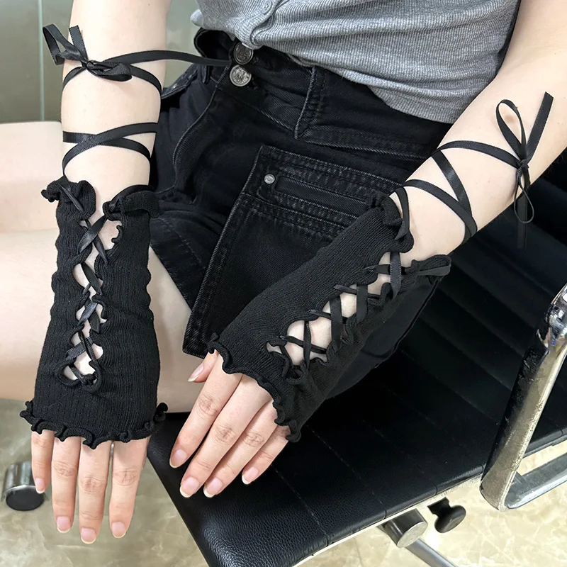 Y2K Spice Girls Vintage Lace Hand Sleeve DIY Girls' Thin Sexy Sweet Gloves Female Summer Punk Gothic Style Fingerless Gloves