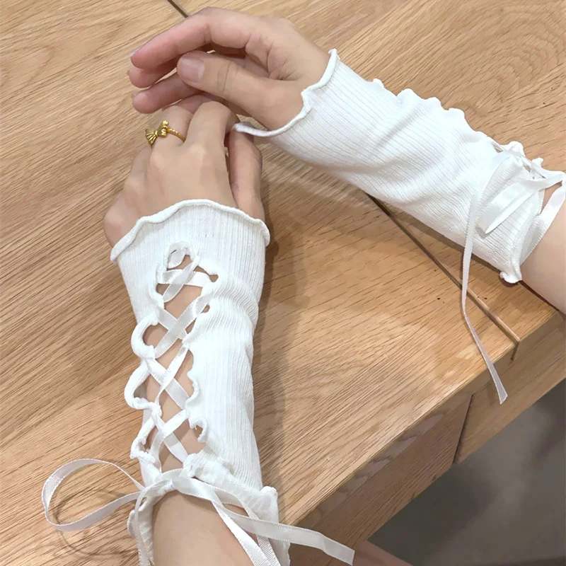Y2K Spice Girls Vintage Lace Hand Sleeve DIY Girls' Thin Sexy Sweet Gloves Female Summer Punk Gothic Style Fingerless Gloves