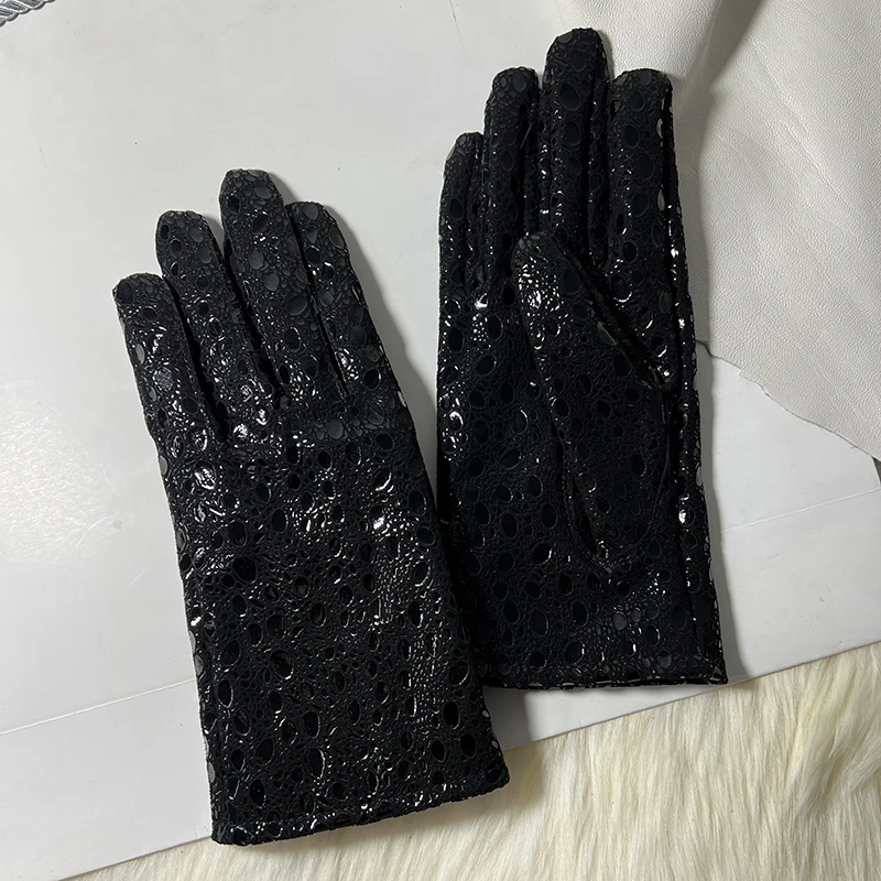 Real Sheepskin Gloves Women's Contrast Gloves One Size Fits All Wrist Soft And Skinny