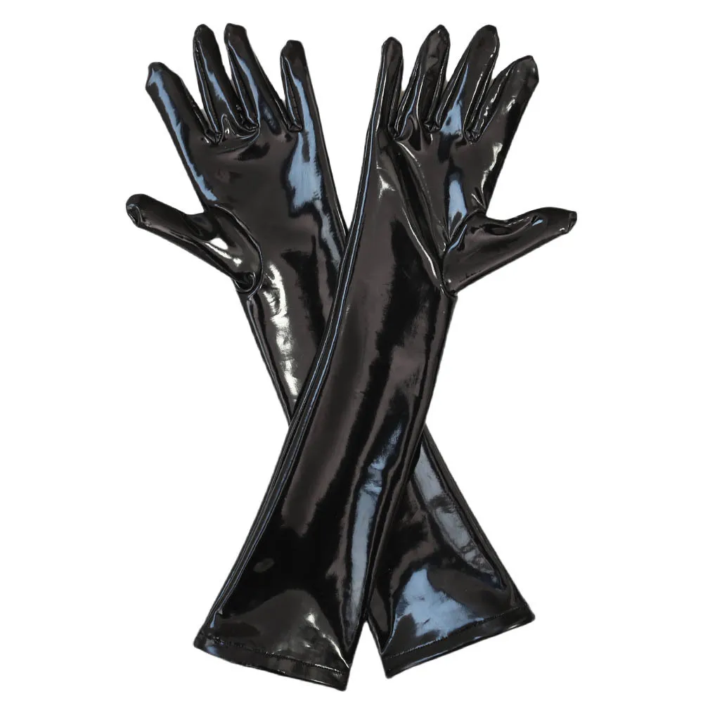 Sexy Women PVC Shiny Glove Latex Faux Leather Mid Glove Punk Gloves Sexy Hip-pop Mittens Cosplay Maid Costumes Accessory