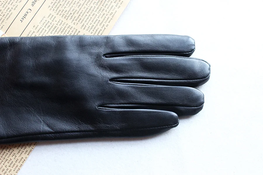 Men's Winter Leather Sheepskin Gloves Velvet Lined Warmth Cold Protection for Outdoor Motorcycle Driving