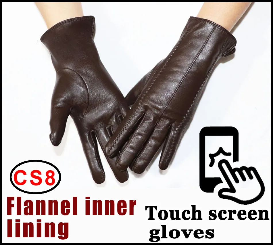 Women's Sheepskin Gloves Winter Warmth Plus Velvet Short Thin Touch Screen Driving Female Color Leather Gloves New High-end 2025