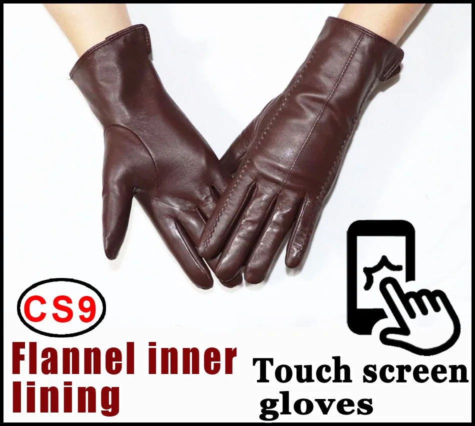 Women's Sheepskin Gloves Winter Warmth Plus Velvet Short Thin Touch Screen Driving Female Color Leather Gloves New High-end 2025