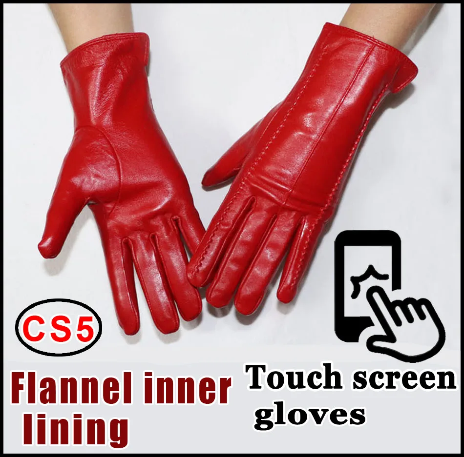 Women's Sheepskin Gloves Winter Warmth Plus Velvet Short Thin Touch Screen Driving Female Color Leather Gloves New High-end 2025