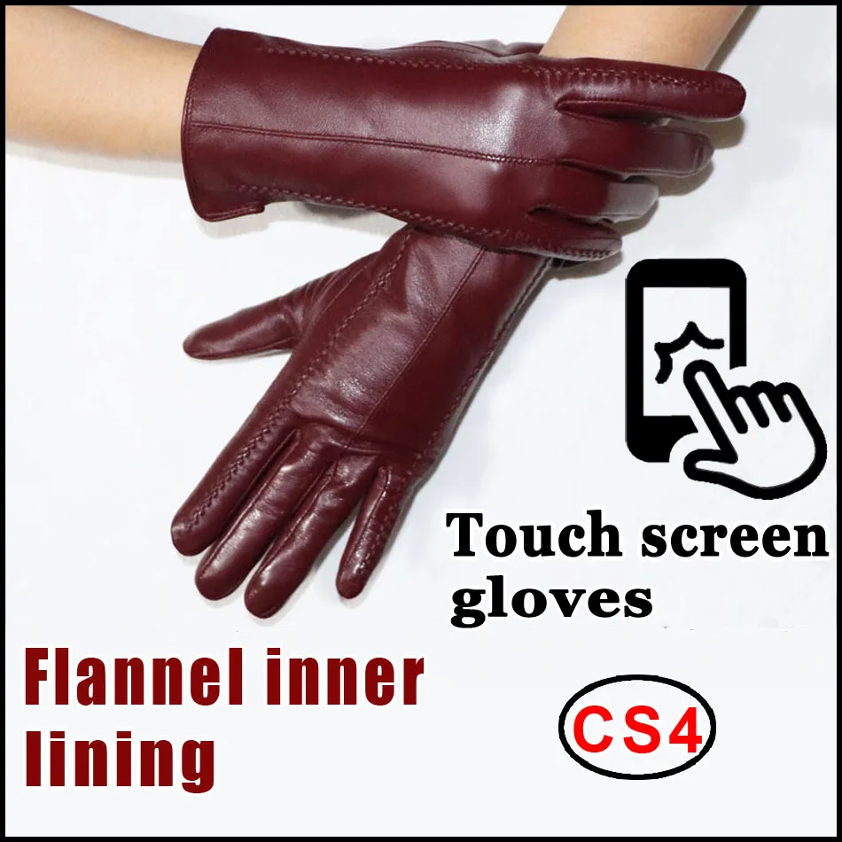 Women's Sheepskin Gloves Winter Warmth Plus Velvet Short Thin Touch Screen Driving Female Color Leather Gloves New High-end 2025