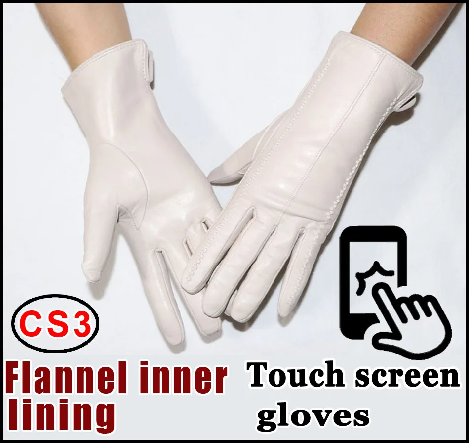 Women's Sheepskin Gloves Winter Warmth Plus Velvet Short Thin Touch Screen Driving Female Color Leather Gloves New High-end 2025