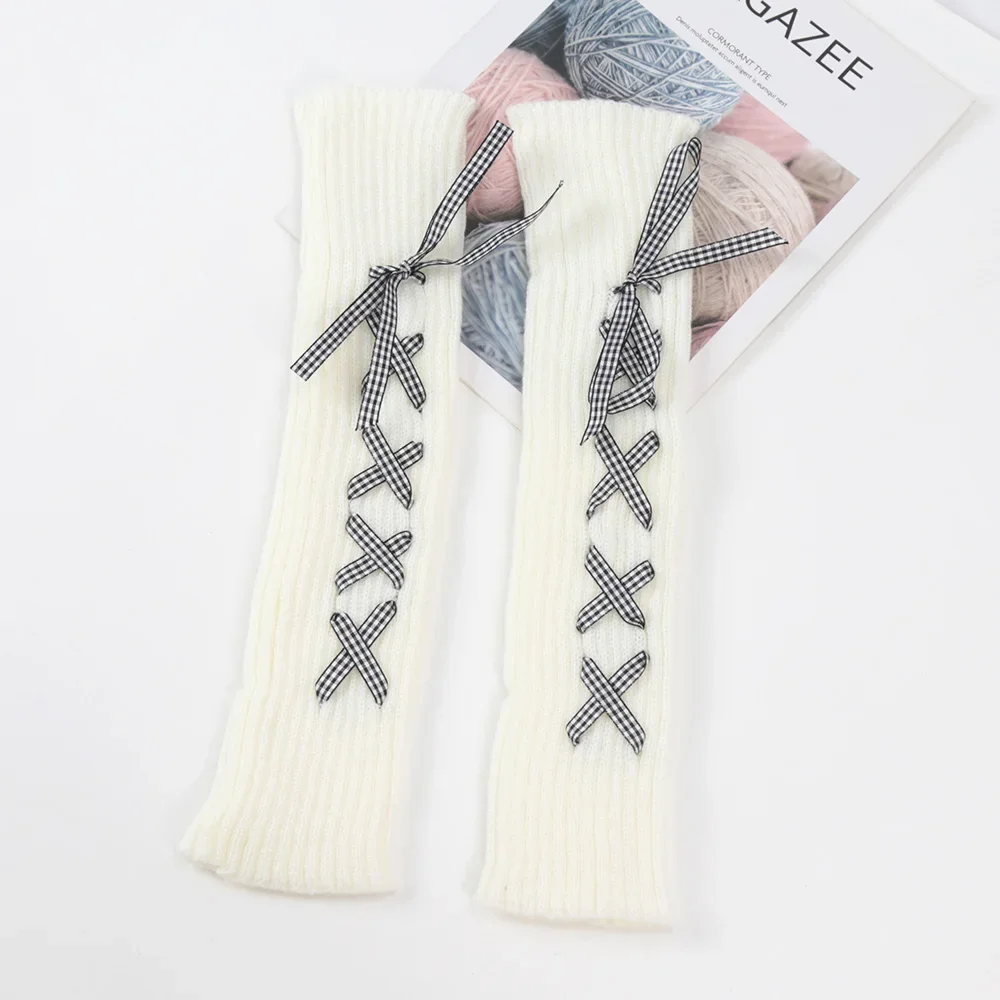 Women Knitted Arm Warmers Long Fingerless Gloves Winter Gothic Lolita Sweet Arm Sleeve Girls Y2K Classic Soft Mitten
