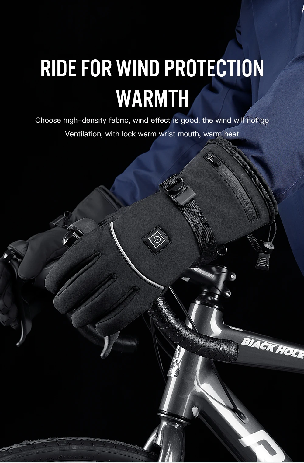 1 pair of electric heating gloves with battery heating, adjustable in three levels, suitable for men and women, winter anti slip