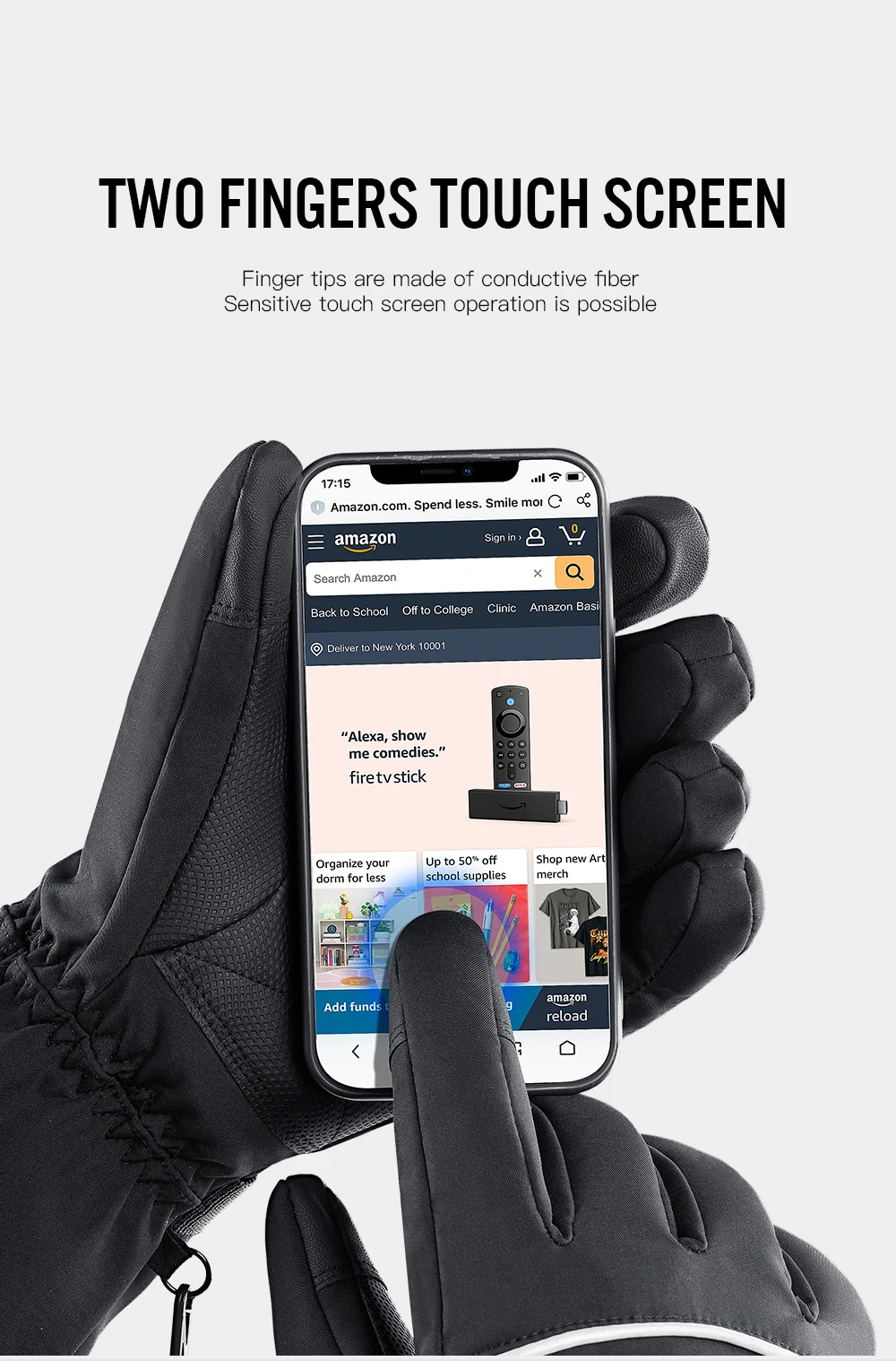 1 pair of electric heating gloves with battery heating, adjustable in three levels, suitable for men and women, winter anti slip