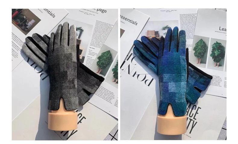 Lady Fashion Gradual Change Warm Hands Gloves Winter Outdoor Cycling Drive Full Finger Mittens Women Touch Screen Gloves