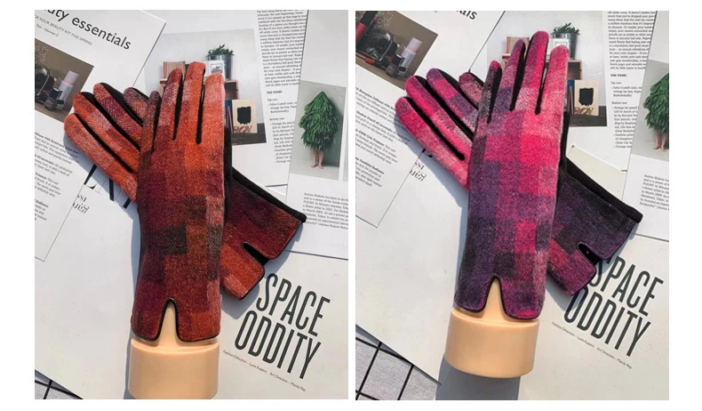 Lady Fashion Gradual Change Warm Hands Gloves Winter Outdoor Cycling Drive Full Finger Mittens Women Touch Screen Gloves