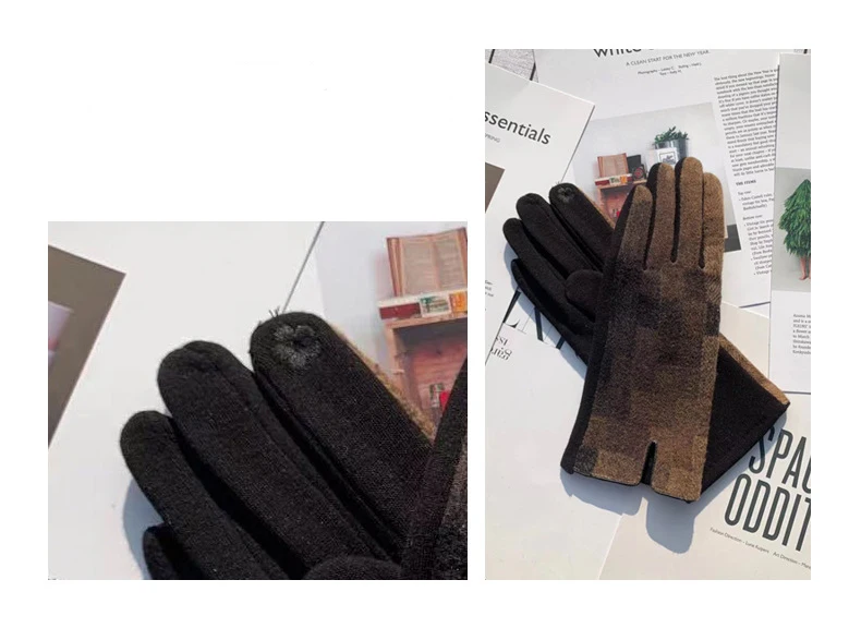 Lady Fashion Gradual Change Warm Hands Gloves Winter Outdoor Cycling Drive Full Finger Mittens Women Touch Screen Gloves
