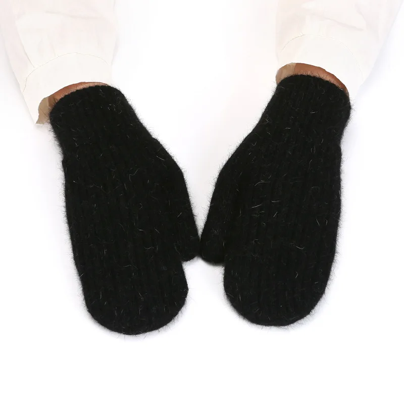 Knitted Gloves Wool Mittens Men Women Winter Outdoor Windproof Warm Student Thick Cute Fluffy Mittens Rabbit Hair Gloves