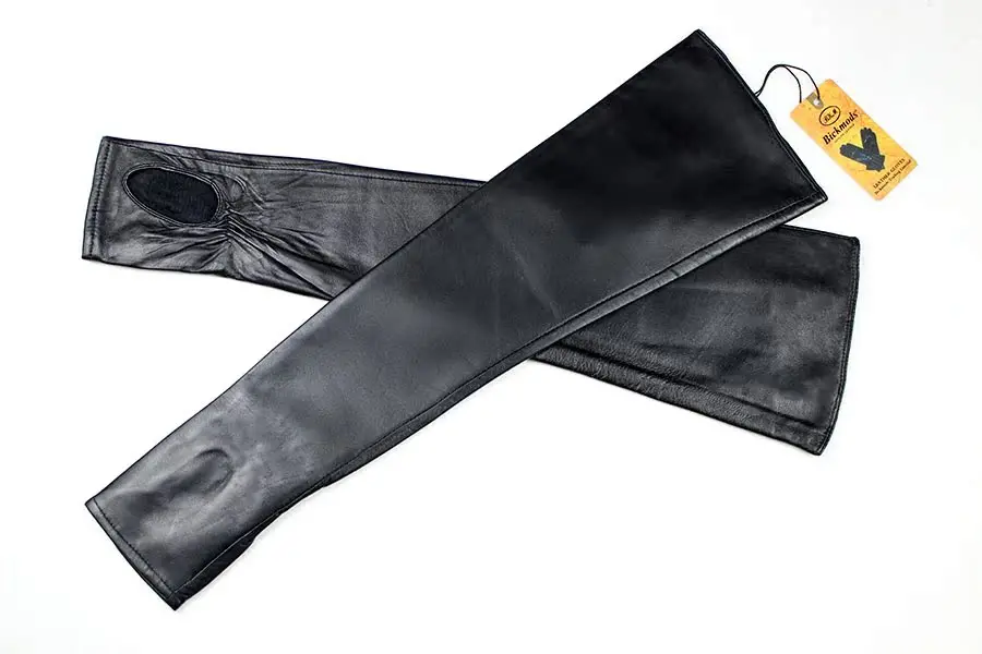 Long Fingerless Leather Gloves Fashion Women Half Finger Sheepskin Gloves Fall Winter Warm Velvet Lining Warm Arm Sleeves