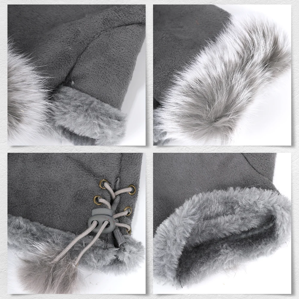 1 Pair Women Winter Warm Gloves Sexy Faux Rabbit Fur Hand Wrist Warmer Fingerless Gloves Suede Women Mittens Warm Wrist Gloves