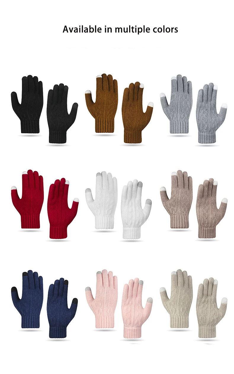 Winter New Warm Knitted Gloves For Men Women Students Solid Touchscreen Mittens Outdoor Knitting Cycling Skiing Writing Gloves
