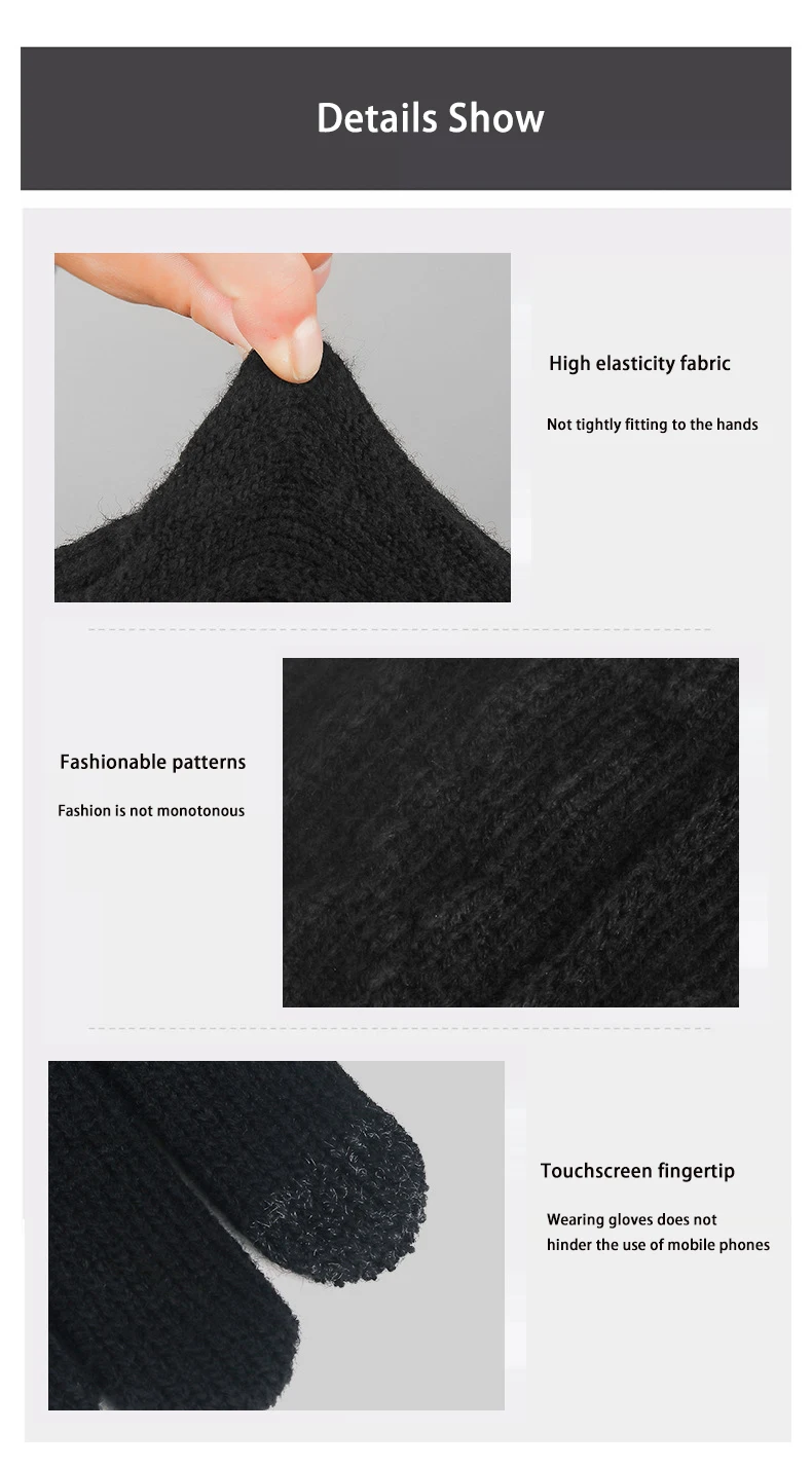 Winter New Warm Knitted Gloves For Men Women Students Solid Touchscreen Mittens Outdoor Knitting Cycling Skiing Writing Gloves